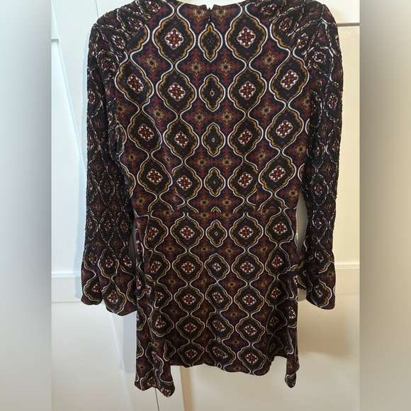 A.L.C. Geometric Long Sleeve Dress in Burgundy - Picture 2 of 8